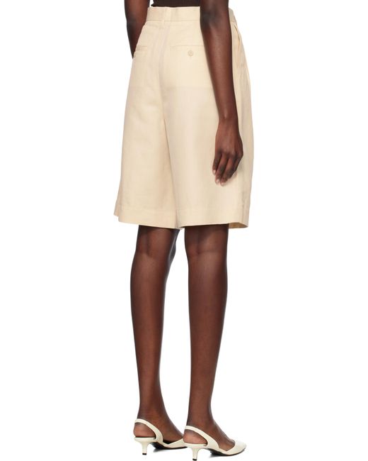 Filippa K Natural Relaxed Pleated Cotton Linen Shorts