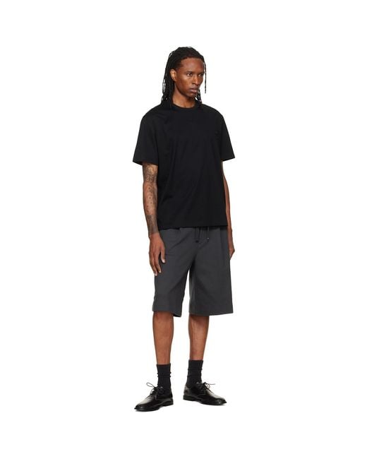 Wooyoungmi Black Single-Pleat Cotton Shorts for men
