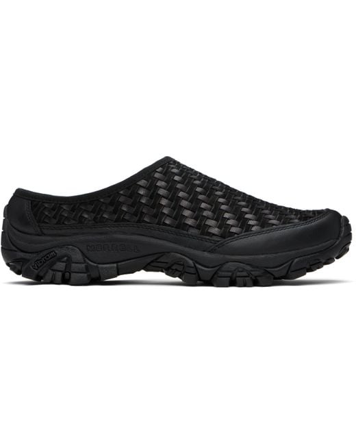 Merrell Black Moab 2 Slide Leather Woven Loafers for men