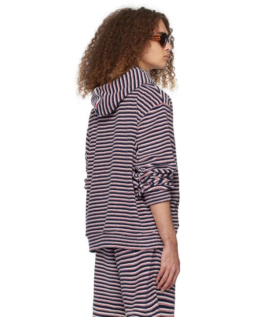 Marni Red Navy Striped Hoodie for men