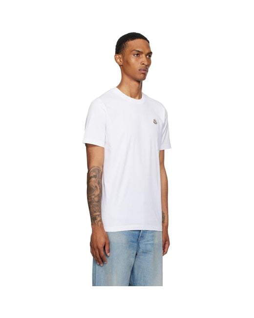 Moncler White Three-Pack Logo Patch Cotton T-Shirts for men