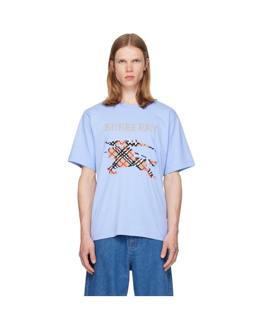 Burberry Blue Cross Stitch Knight Cotton T-shirt for men