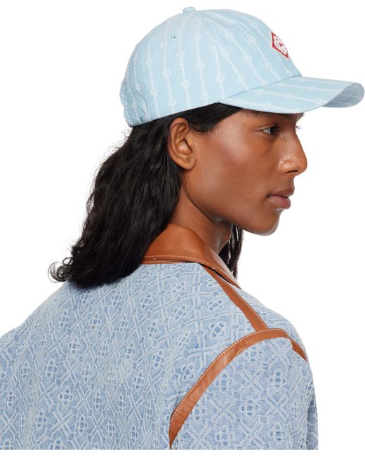 メンズ Casablanca ブルー Laurel ストライプ ロゴパッチ キャップ Blue