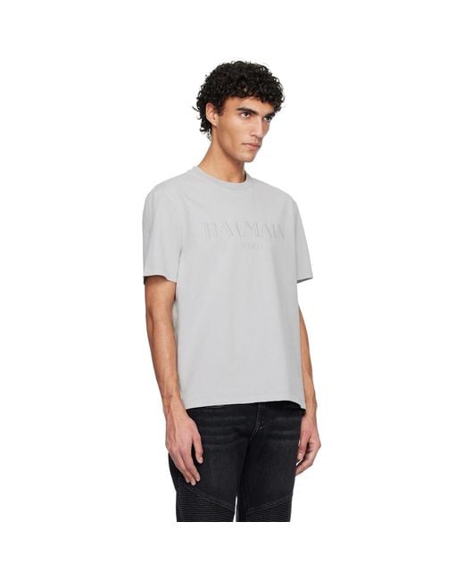 Balmain Black Vintage Embroidered T-Shirt for men