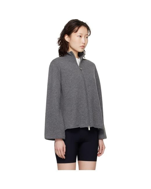 Loulou de Saison Gray Gabi Zipped Cashmere Sweater