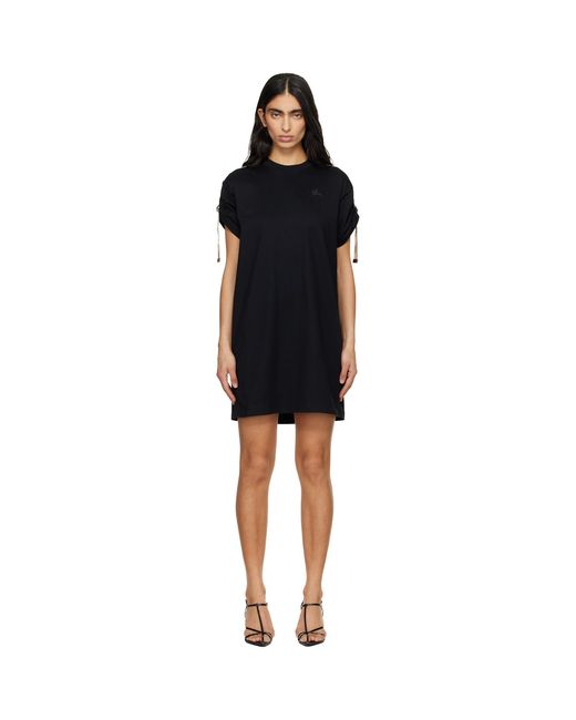 Burberry Black Check Trim Cotton T-Shirt Minidress
