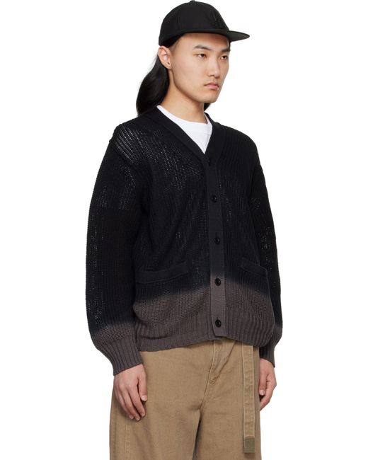 メンズ Sacai ブラック Garment Dye Knit カーディガン Black