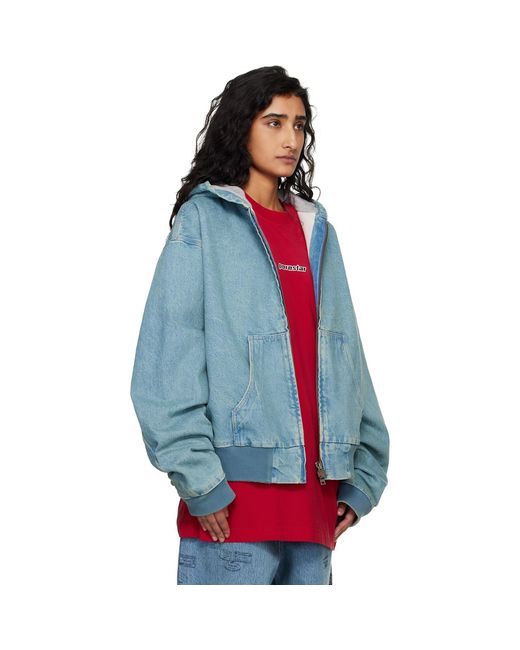 Vetements Blue Hooded Workwear Denim Jacket