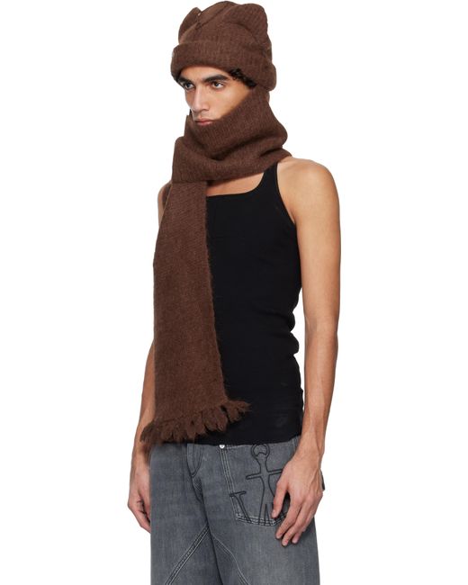 Bonnet Épais Brun En Alpaga À Appliqués D'Oreille Et À Écharpe Charles Jeffrey pour homme en coloris Brown