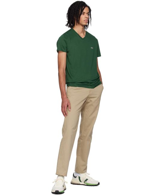 T-shirt vert à col en v Lacoste pour homme en coloris Green