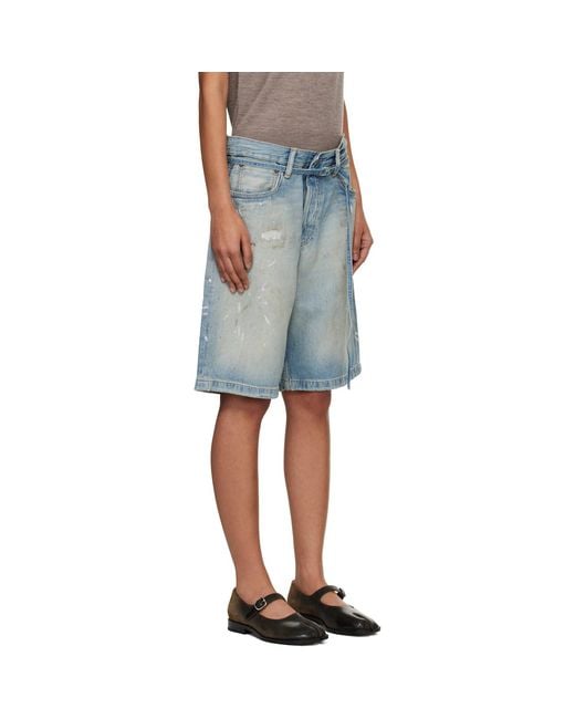 Acne Blue Belted Denim Shorts
