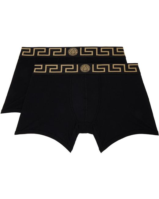 Ensemble de deux boxers noirs à taille à motif à clé grecque Versace pour homme en coloris Black