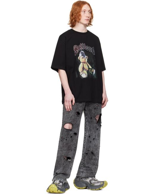 メンズ we11done ブラック Punk Teddy Tシャツ Black