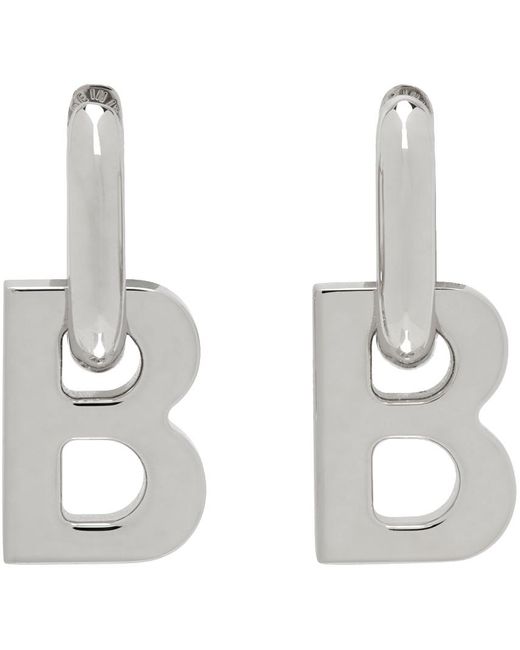 Balenciaga シルバー Xs B チェーン ピアス ホワイト | Lyst