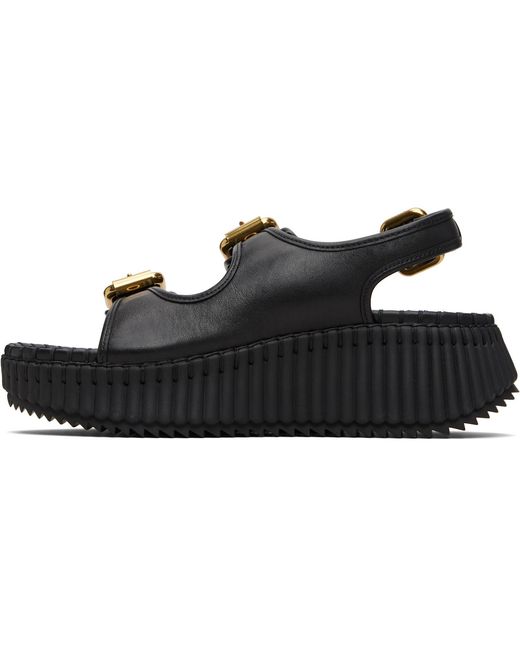 Chloé Black Nama Wedge Sandals
