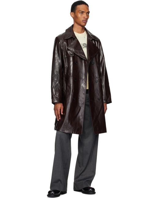 MM6 by Maison Martin Margiela Black Double-breasted Faux-leather Jacket for men
