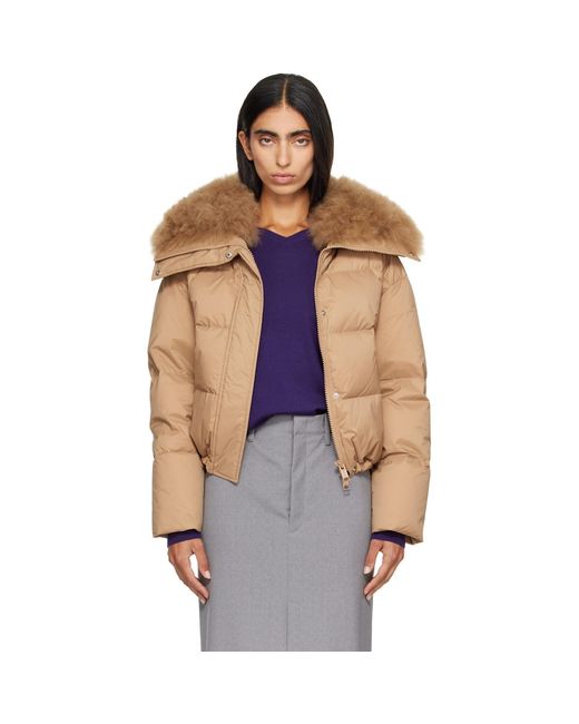 Yves Salomon Multicolor Waterproof Technical Lambswool Trim Short Down Jacket