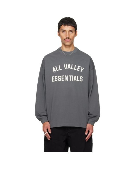 Fear Of God Gray Merch Long Sleeve T-Shirt for men