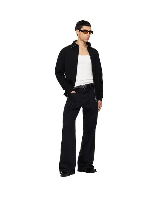 Courreges Black Zipped Wool Cardigan for men