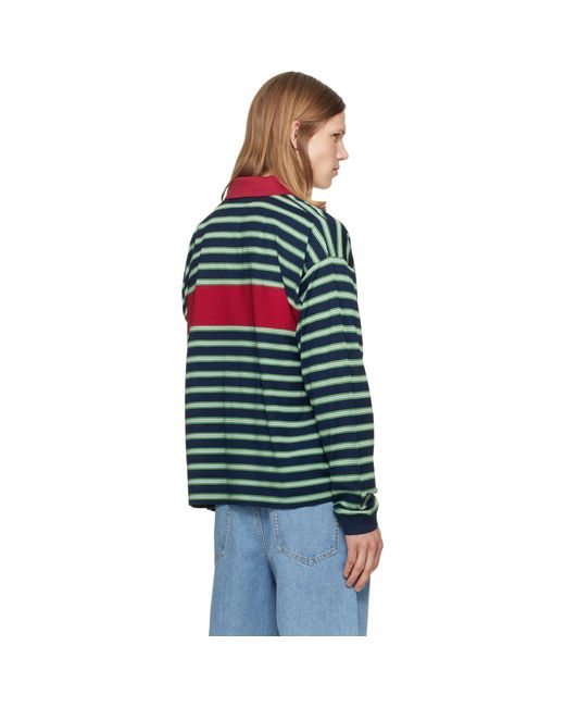 Versace Multicolor Embroidered-Logo Striped-Intarsia Cotton Polo for men