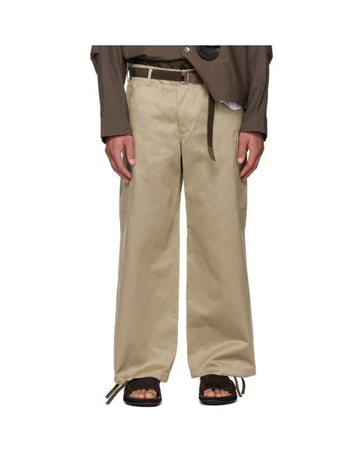 Sacai Tan Cotton Chino X Nylon Twill Cargo Pants in Natural for