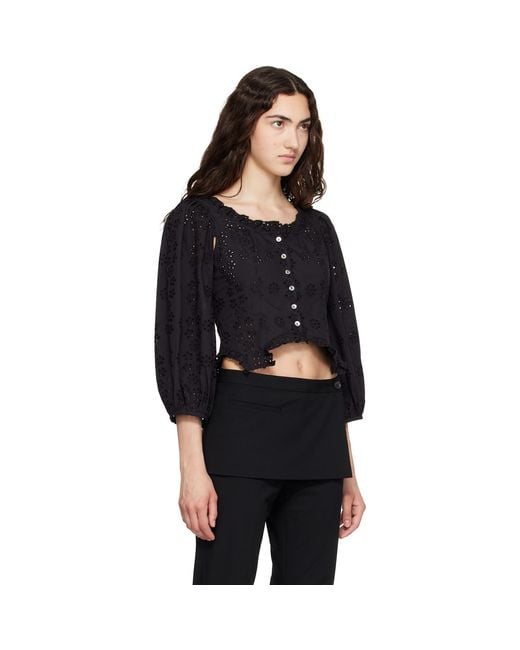 Sandy Liang Black Palisade Blouse