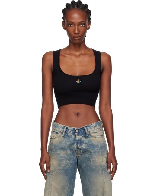 Vivienne Westwood Black Cropped Rib Tank Top