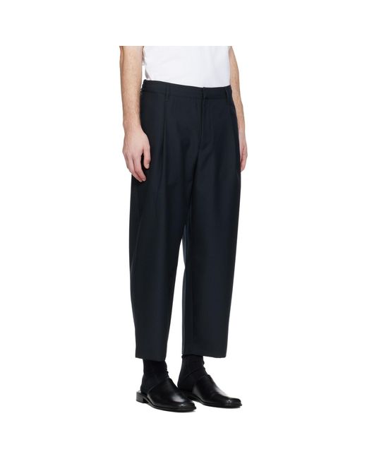 Maison Kitsuné Black Cropped Pleated Trousers for men