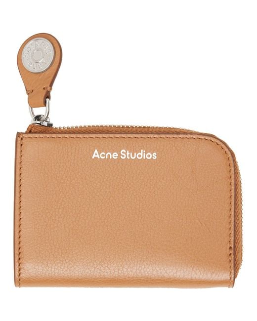 Acne Brown Compact Zip Wallet for men