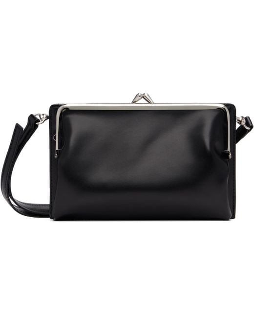 Y's Yohji Yamamoto Black Glossy Smooth Metal Clasp Bag