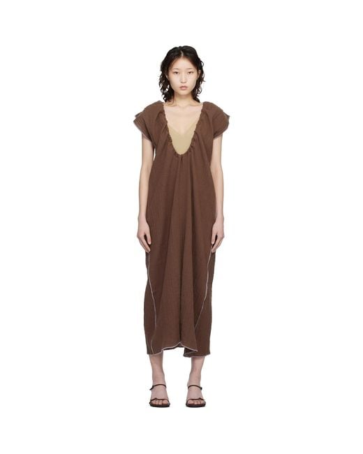Baserange Black Max Crinkle Linen Maxi Dress