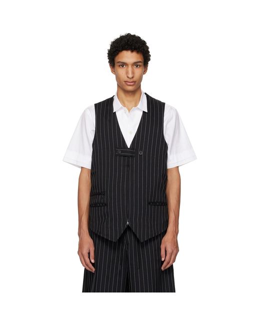 Y-3 Black Sport Uniform Pinstripe Tailored Vest for men