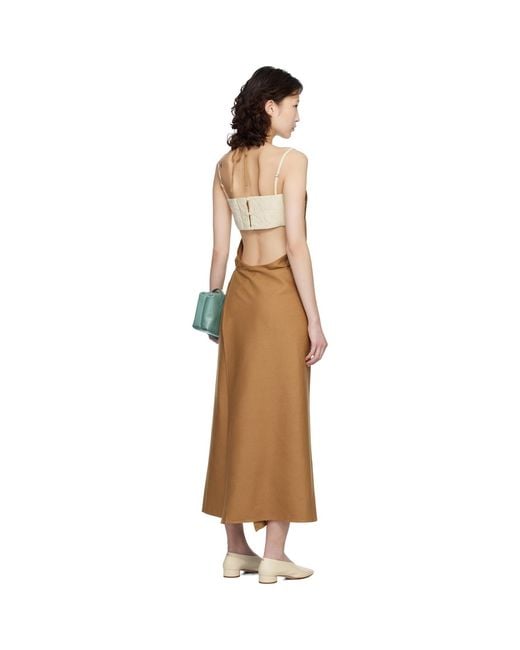 Baserange Black Tan Wild Silk Apron Midi Dress