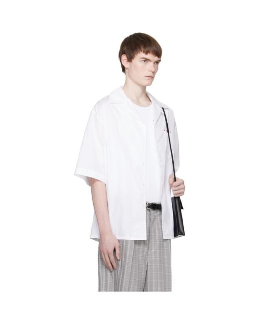 Marni White Peeping Logo Bowling Shirt for men