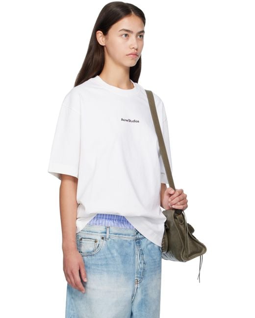 Acne ホワイト Stamp Logo Tシャツ White