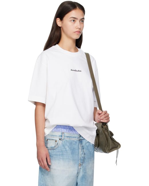 T-Shirt Blanc À Logo Acne en coloris White