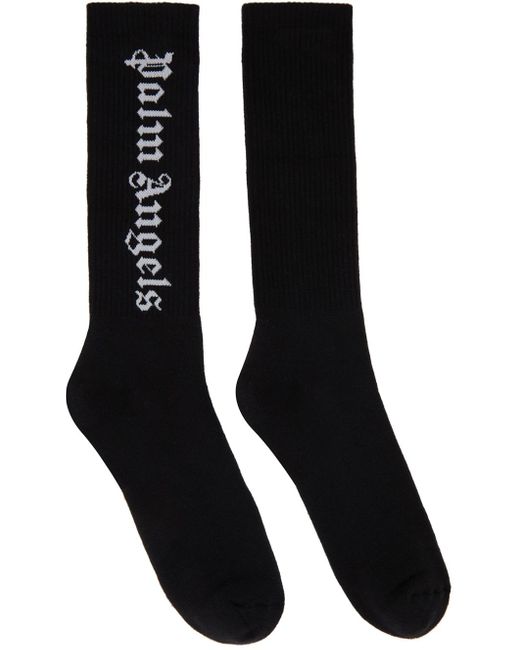 SSENSE Women Clothing Underwear Socks Black Gothic Logo Socks 