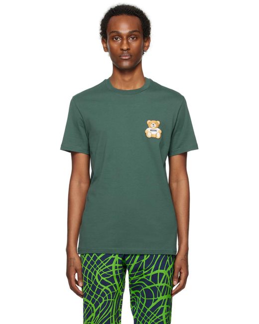 Moschino Green Teddy Patch T-shirt for men
