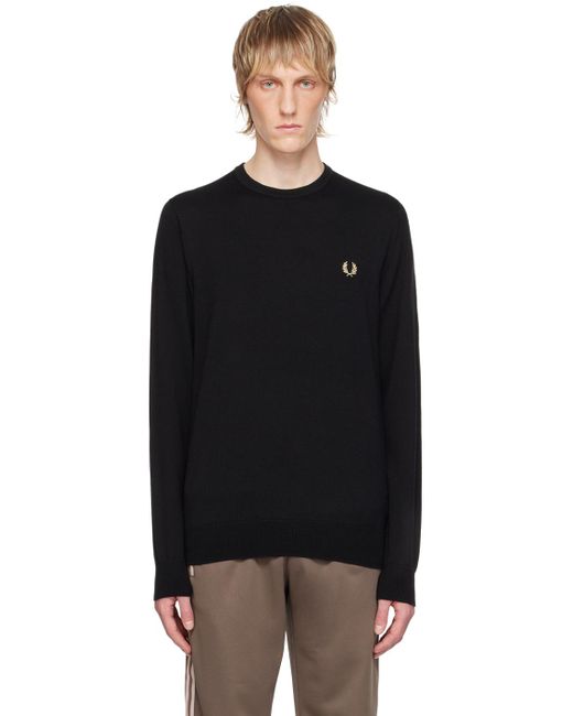 Fred Perry Black Embroidered Sweater for men