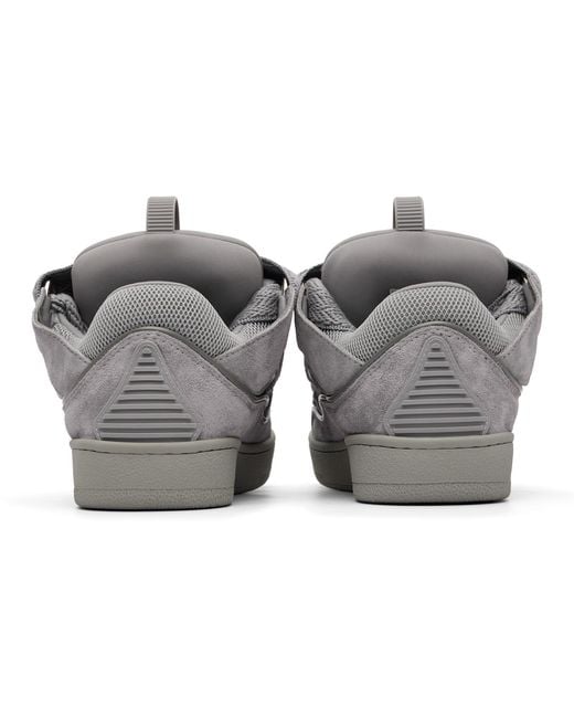 Lanvin Gray Monochrome Suede Curb Sneakers