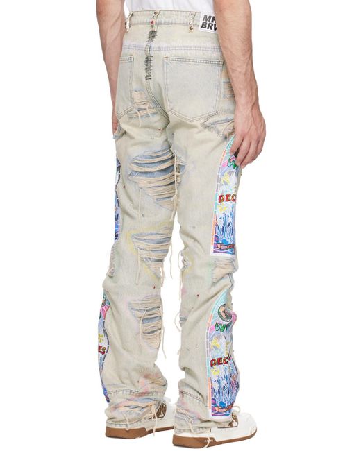 Who Decides War White Embroide Jeans for men