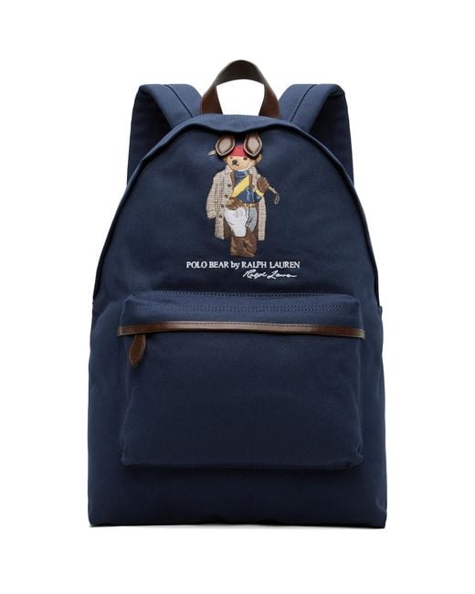 Polo Ralph Lauren Blue Polo Bear Canvas Backpack for men