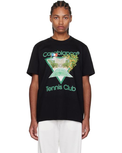 CASABLANCA Ssense Exclusive Black Tennis Club Icon T-shirt for men