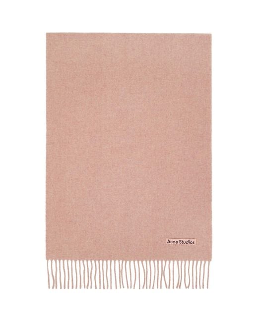Acne Pink Fringe Wool Narrow Scarf