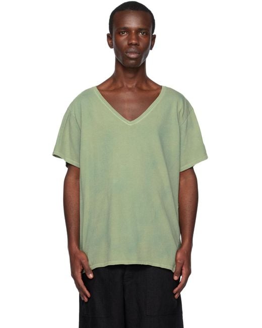 Greg Lauren Green V-neck T-shirt for men