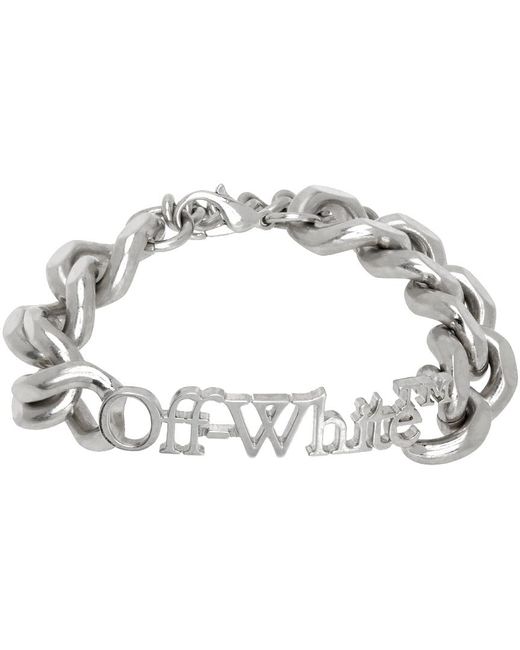 Off-White c/o Virgil Abloh Black Silver Logo Chain Bracelet for men