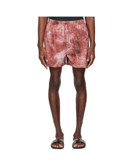 Stockholm Surfboard Club Pink Embroidered-Logo Swim Shorts for men