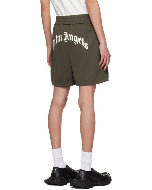 メンズ Palm Angels グレー Curved Logo ショートパンツ Black