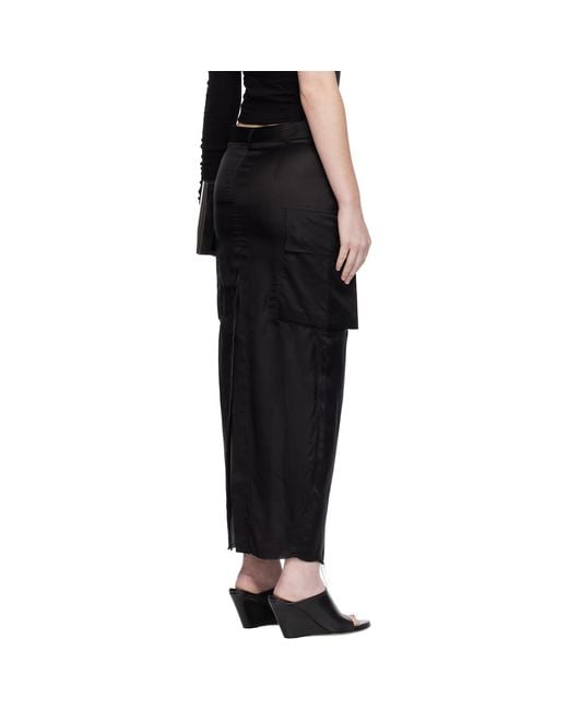 Rick Owens Black Concordians Firbanks Midi Skirt