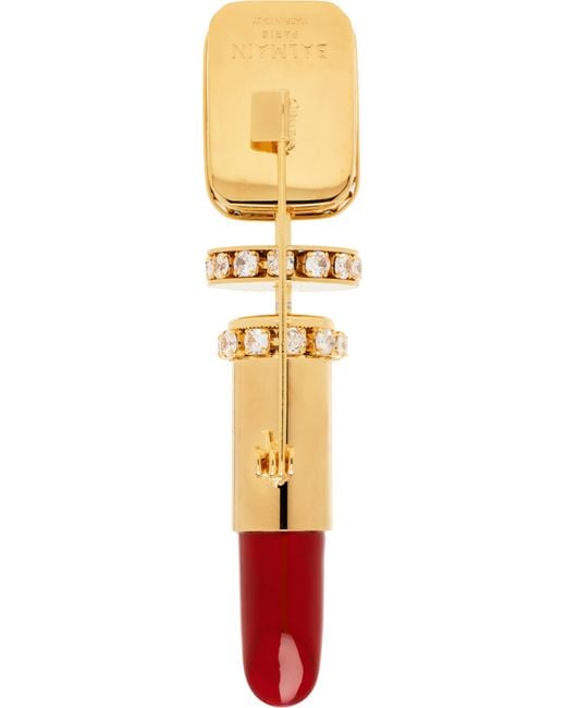 Balmain ゴールド Lipstick ブラス ブローチ Black